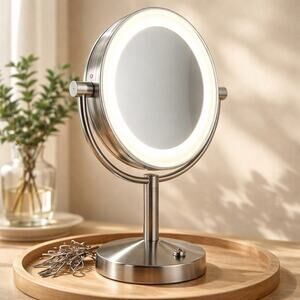 Vintage Brookstone Light Up Table Mirror Pre Owned (READ)